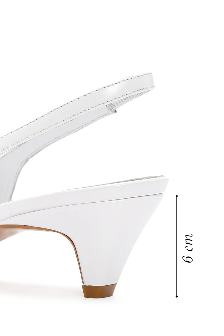 Women's White Open Back Low Heel Leather Stiletto