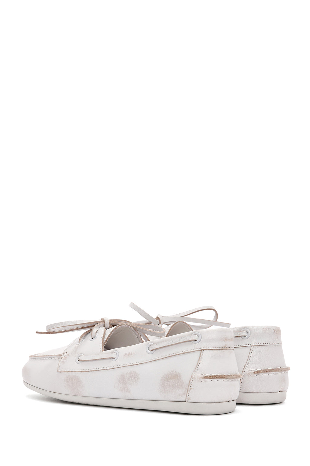 Kadın Beyaz Deri Maskülen Loafer
