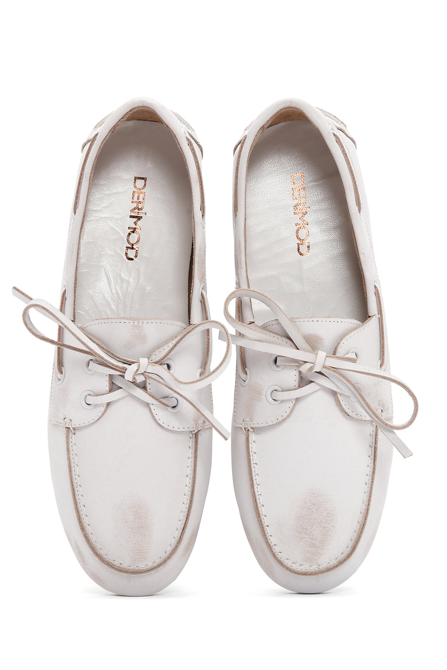 Women's White Leather Masculine Loafer