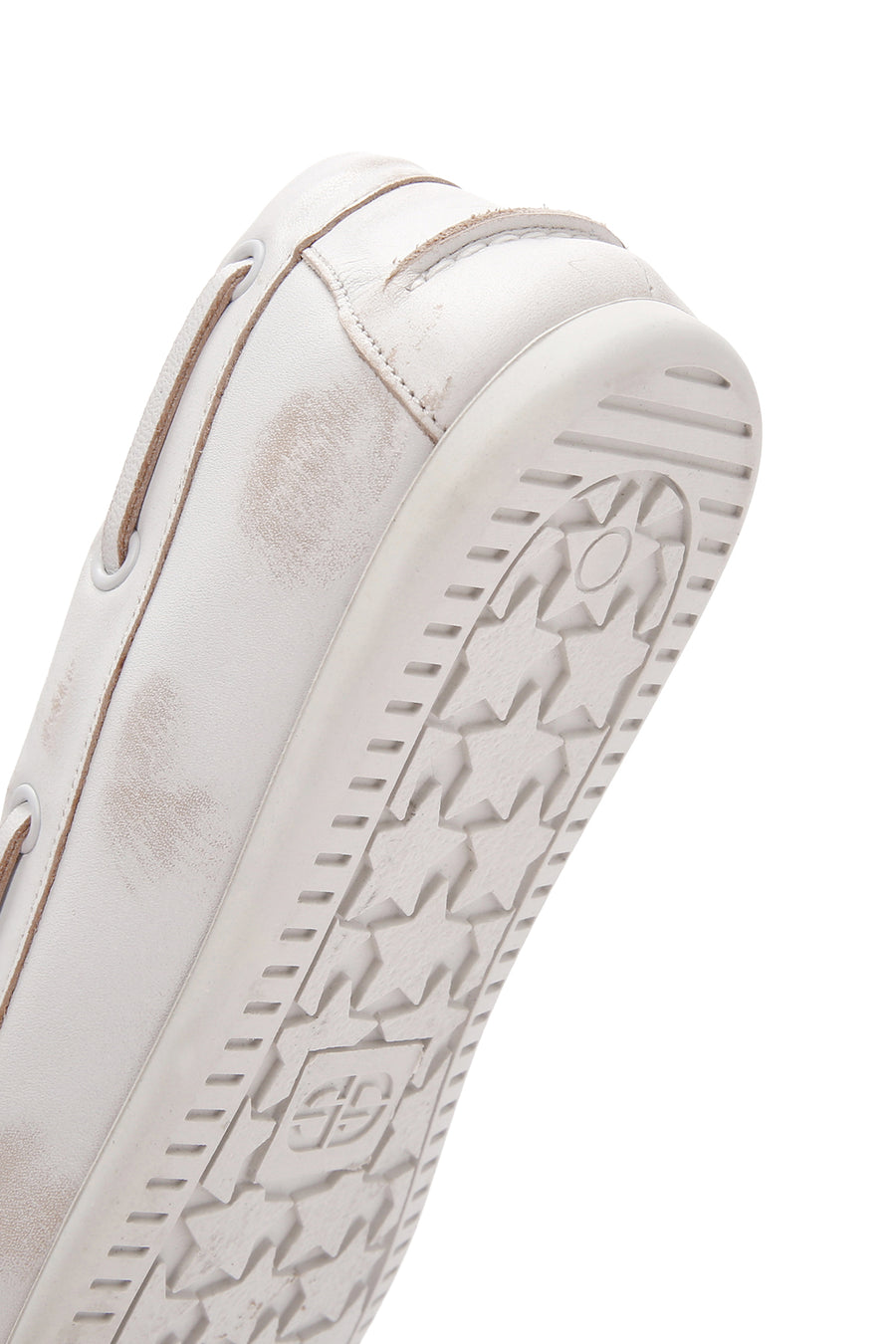 Women's White Leather Masculine Loafer