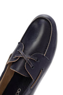 Women's Navy Blue Leather Masculine Loafer | Derimod
