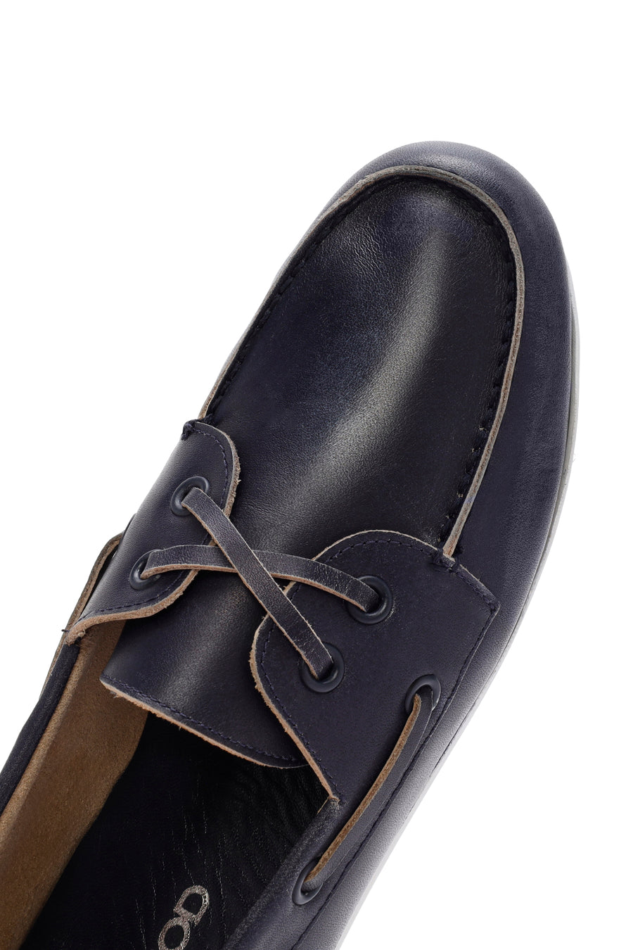 Women's Navy Blue Leather Masculine Loafer