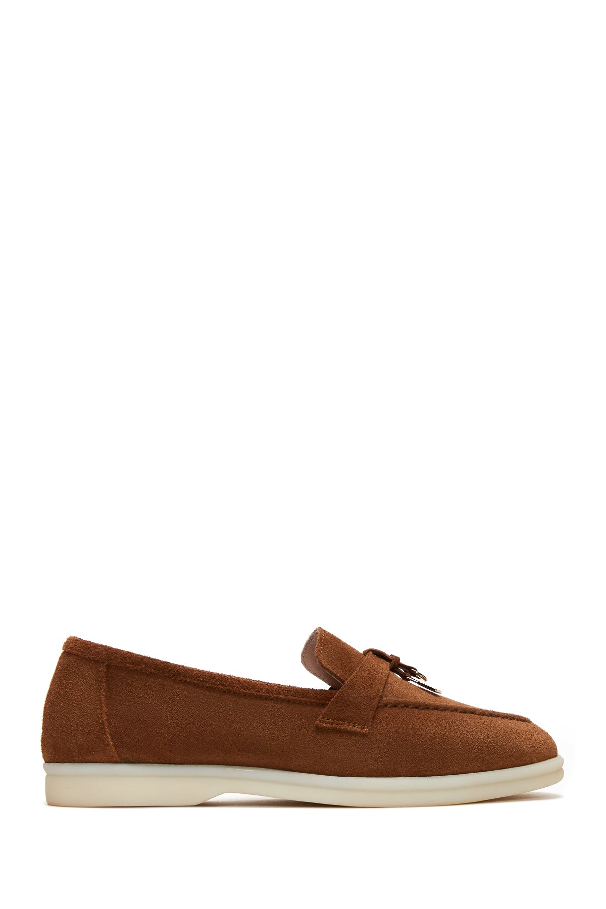 Women's Tan Suede Leather Masculine Loafer 24SFD130210 | Derimod