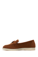 Women's Tan Suede Leather Masculine Loafer | Derimod