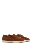 Women's Tan Suede Leather Masculine Loafer | Derimod