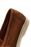 Women's Tan Suede Leather Masculine Loafer | Derimod