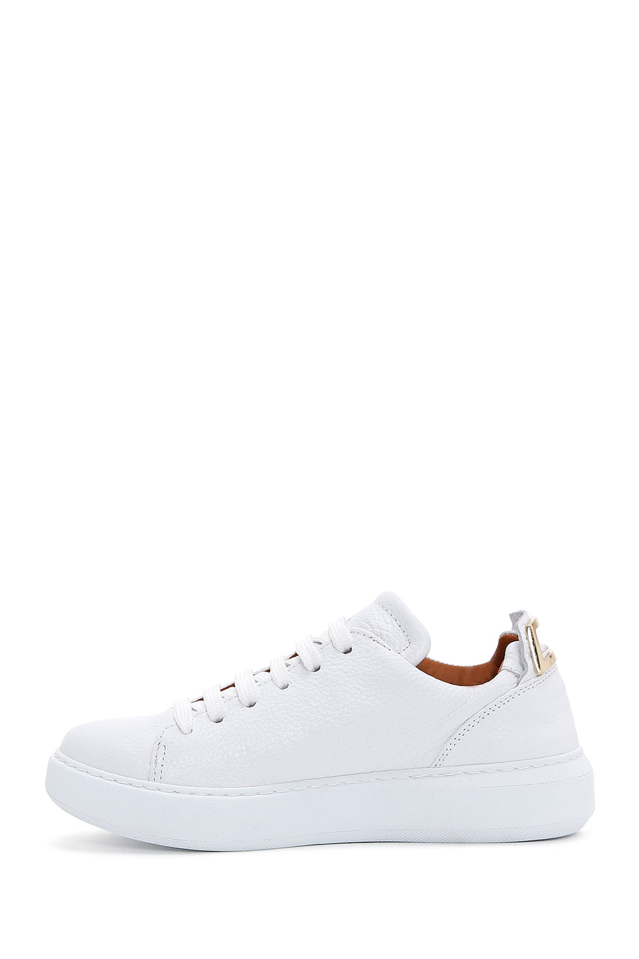 Kadın Beyaz Bağcıklı Deri Sneaker