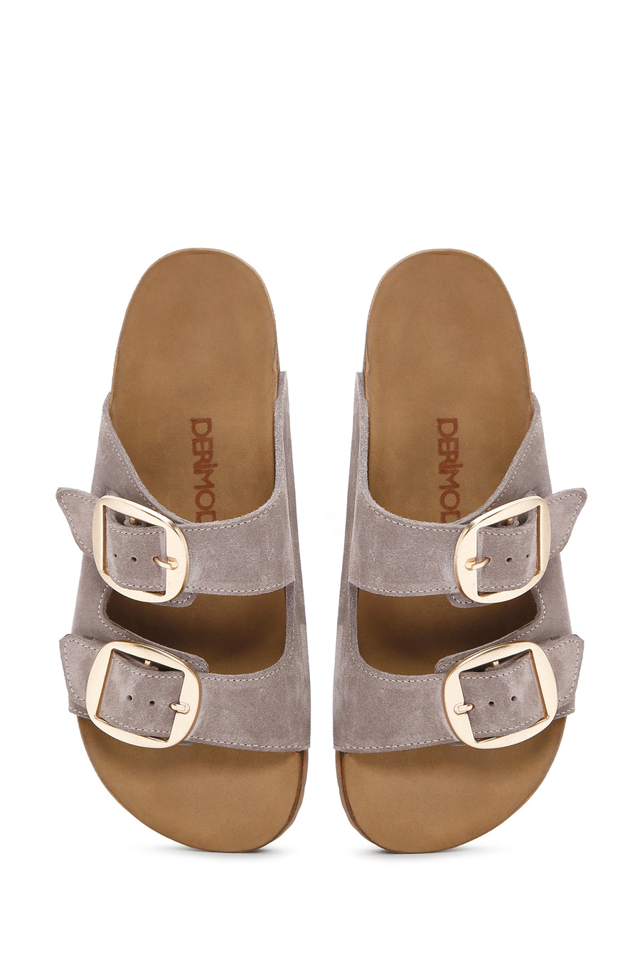 Women's Beige Suede Leather Slippers