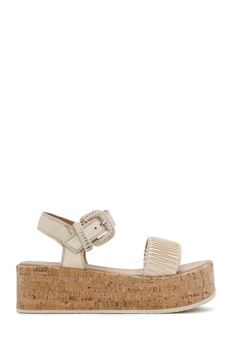 
Women's Beige Thick-Soled Ankle-Strap Leather Sandal
 24SFD131614 | Derimod