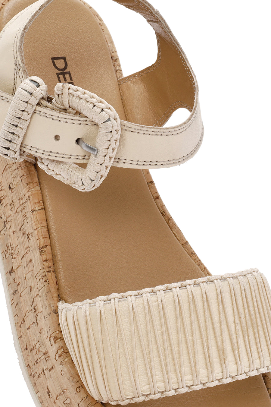 
Women's Beige Thick-Soled Ankle-Strap Leather Sandal

