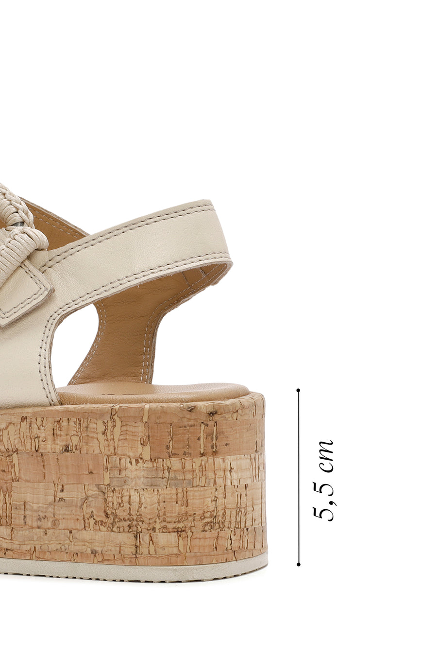 
Women's Beige Thick-Soled Ankle-Strap Leather Sandal
