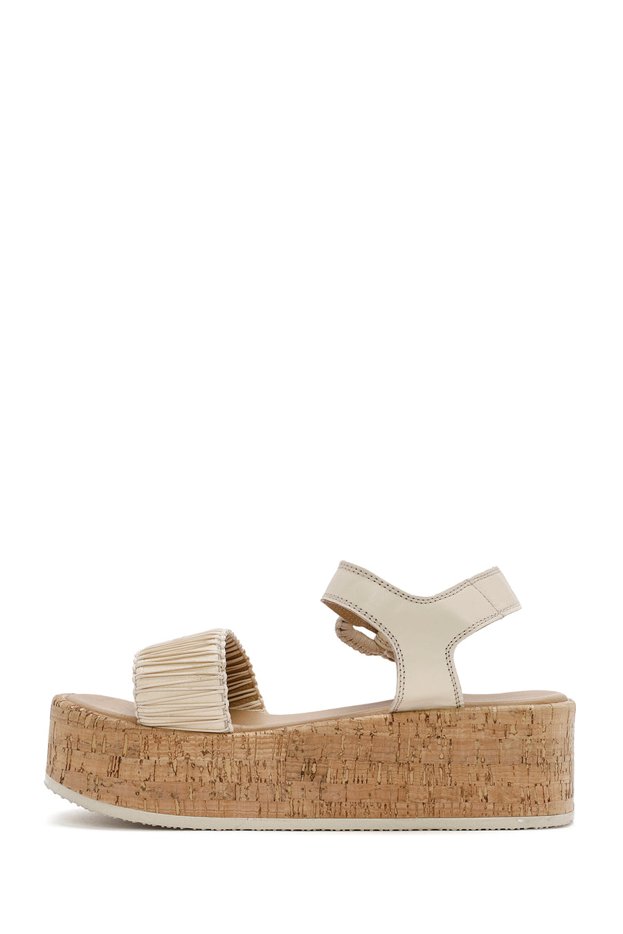 
Women's Beige Thick-Soled Ankle-Strap Leather Sandal
