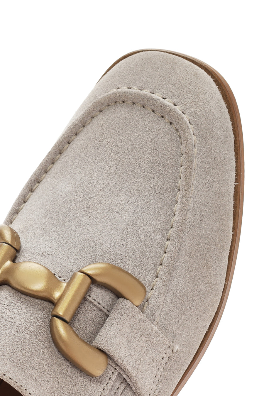 Kadın Bej Süet Deri Maskülen Loafer