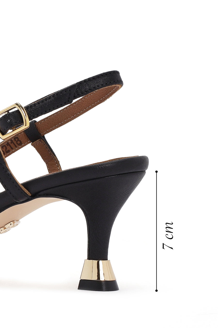 Women's Black Open Back Thin Heeled Leather Shoes