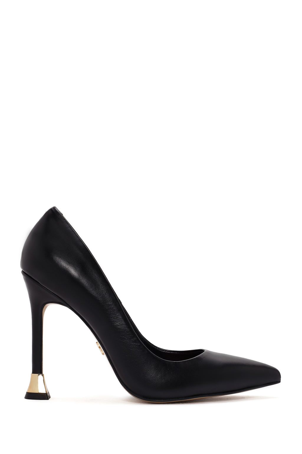 Kadın Siyah İnce Yüksek Topuklu Deri Stiletto