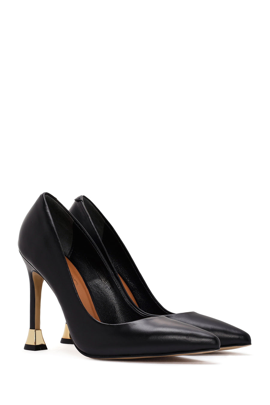 Women's Black Thin High Heels Leather Stiletto