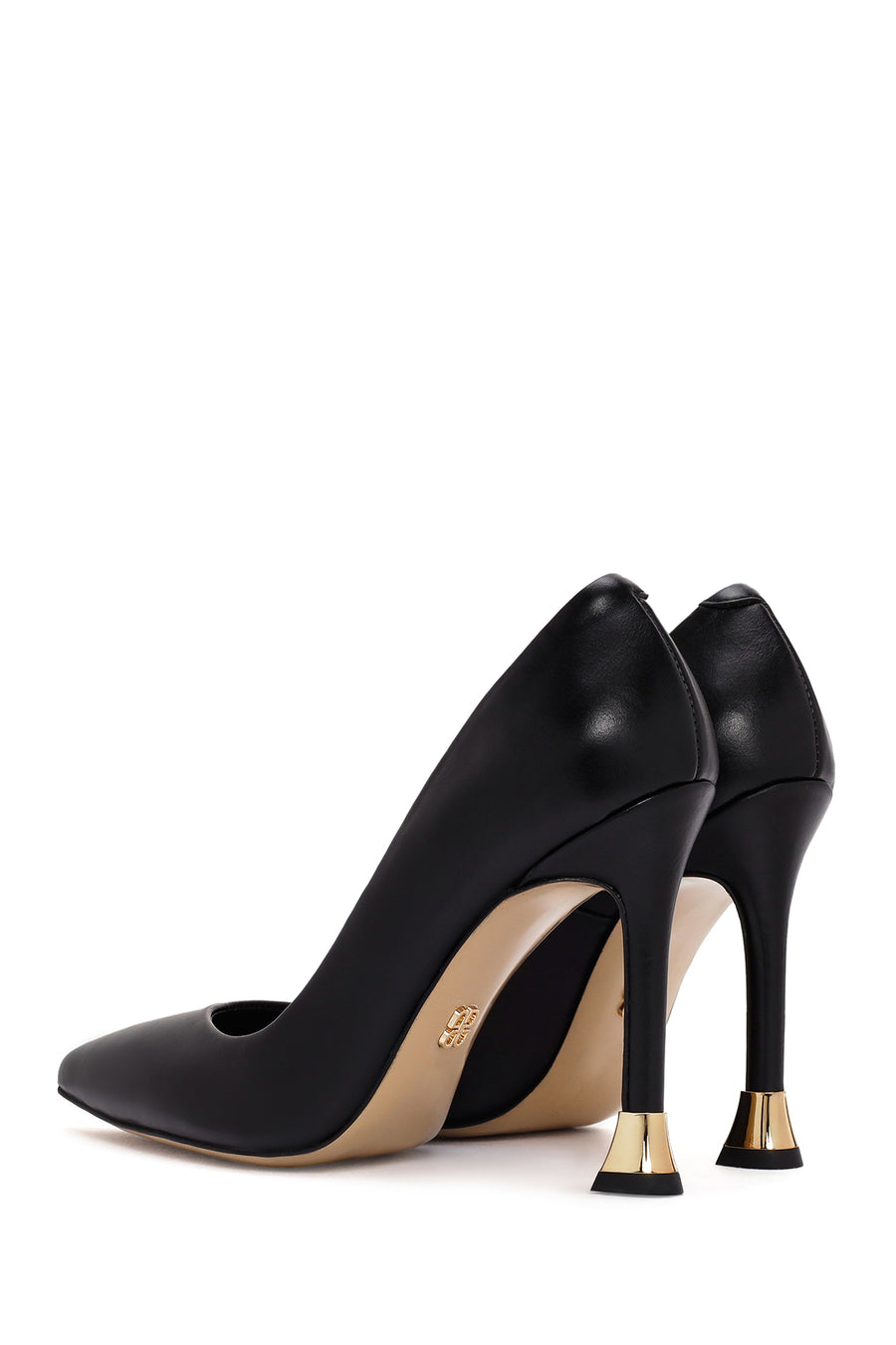 Women's Black Thin High Heels Leather Stiletto