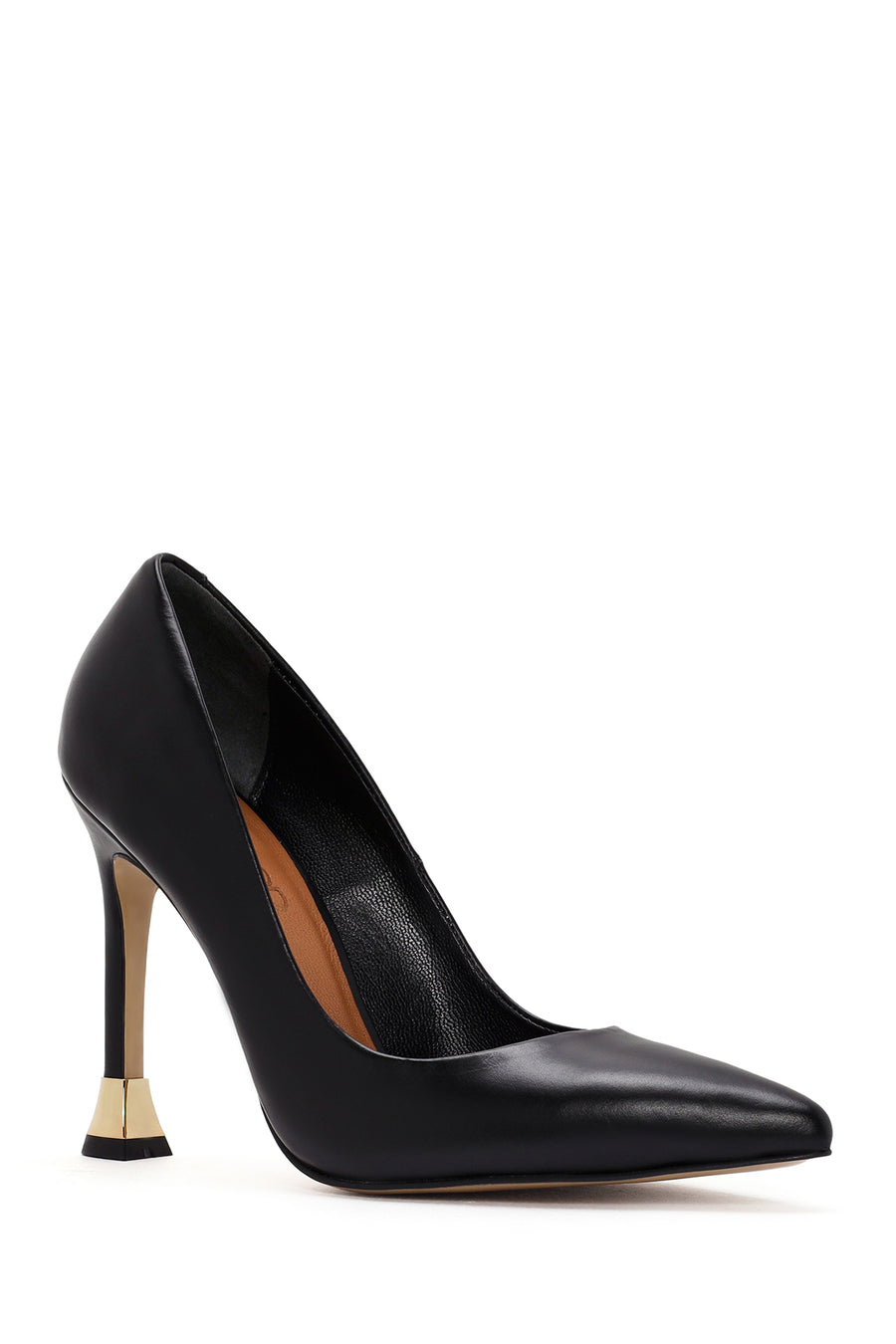 Women's Black Thin High Heels Leather Stiletto