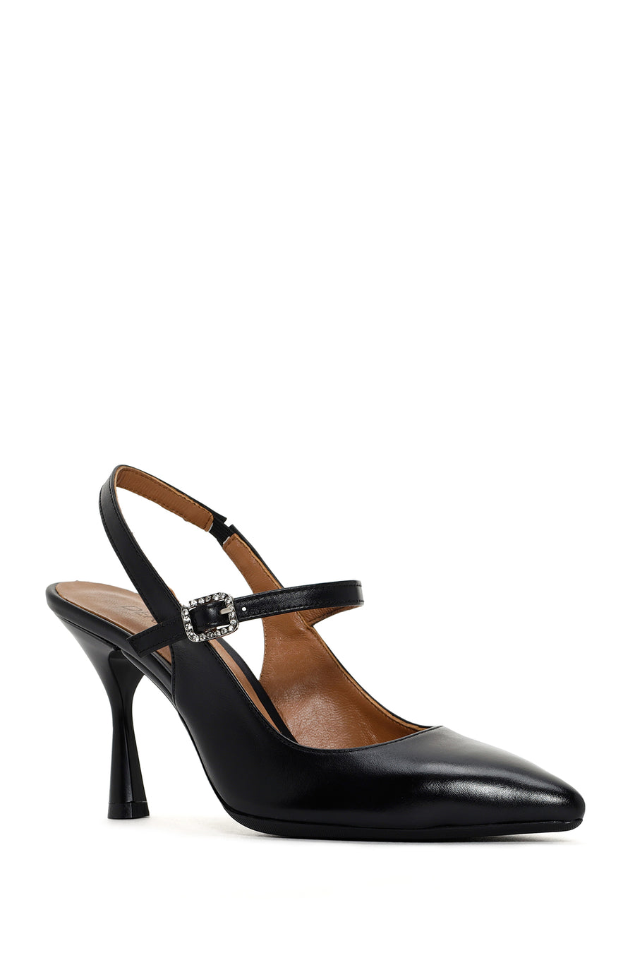Women's Black Heeled Leather Shoes