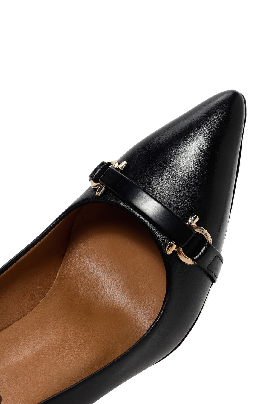 Women's Black Buckle Detailed Heeled Leather Stiletto