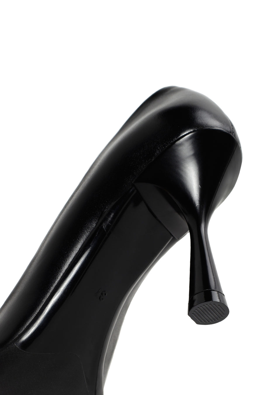 Women's Black Buckle Detailed Heeled Leather Stiletto
