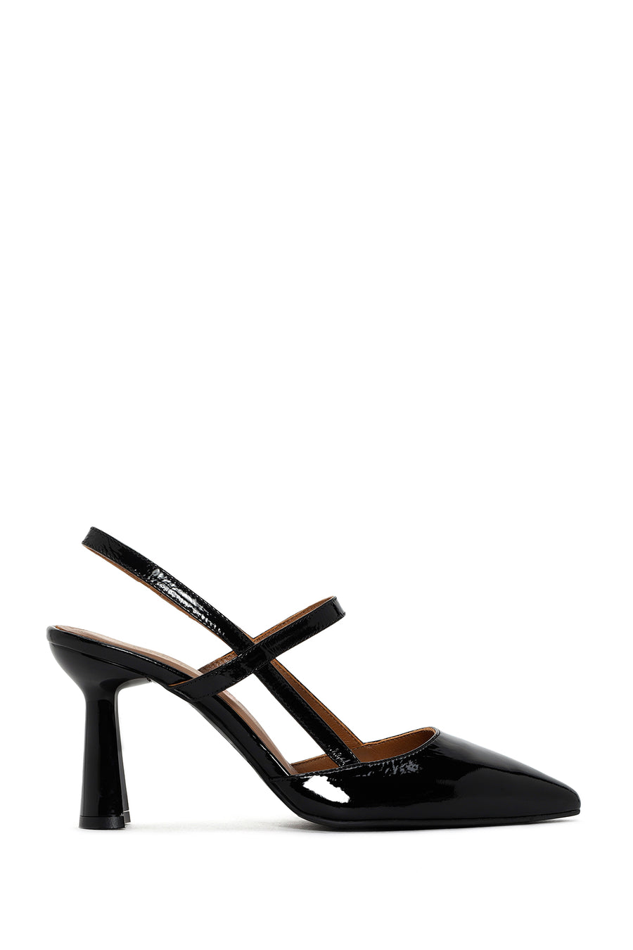 Women's Black Open-Back Heeled Leather Shoes 24SFD132516 | Derimod
