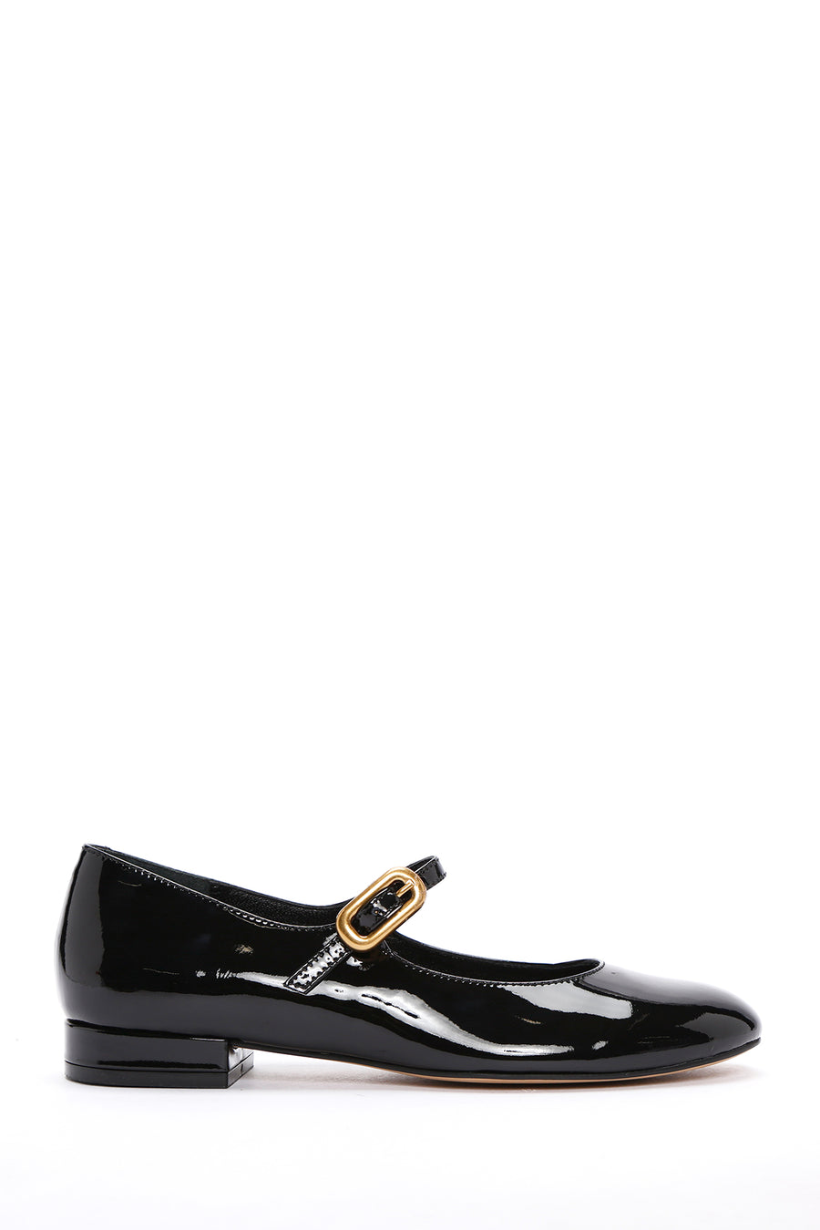 
Women's Black Patent Leather Ballerina Flats with Strap
 24SFD140416 | Derimod