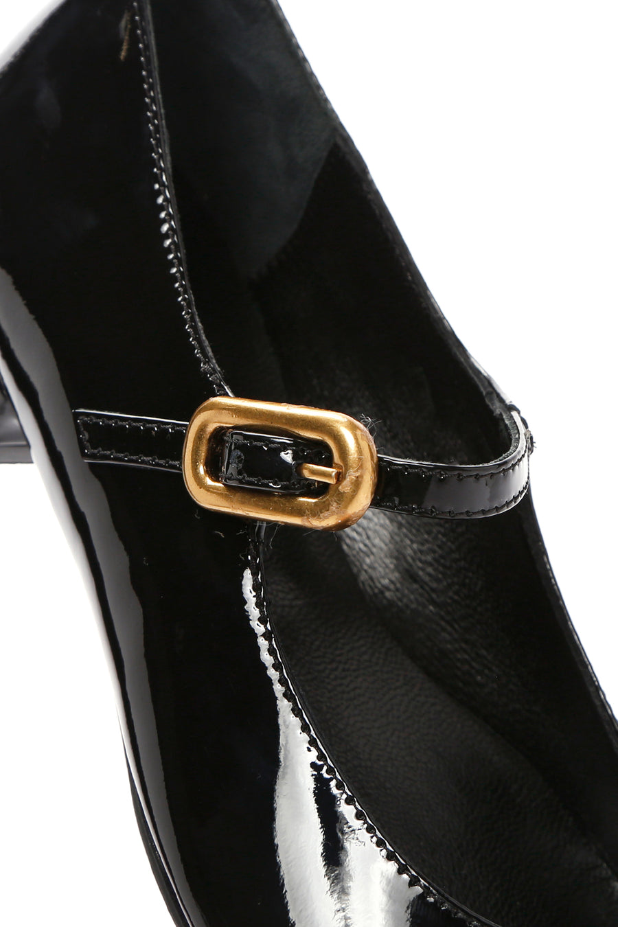 
Women's Black Patent Leather Ballerina Flats with Strap
