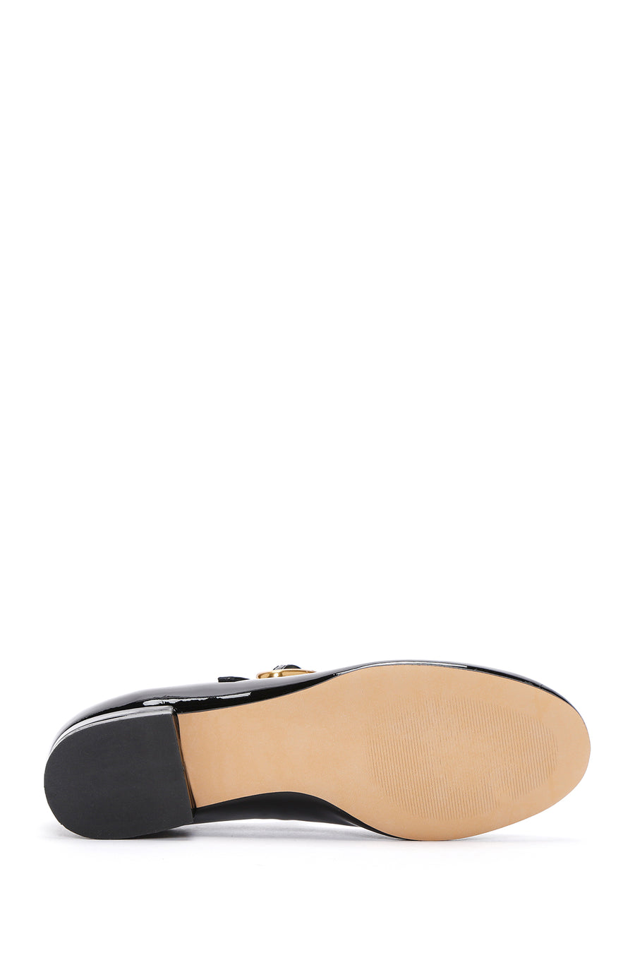 
Women's Black Patent Leather Ballerina Flats with Strap
