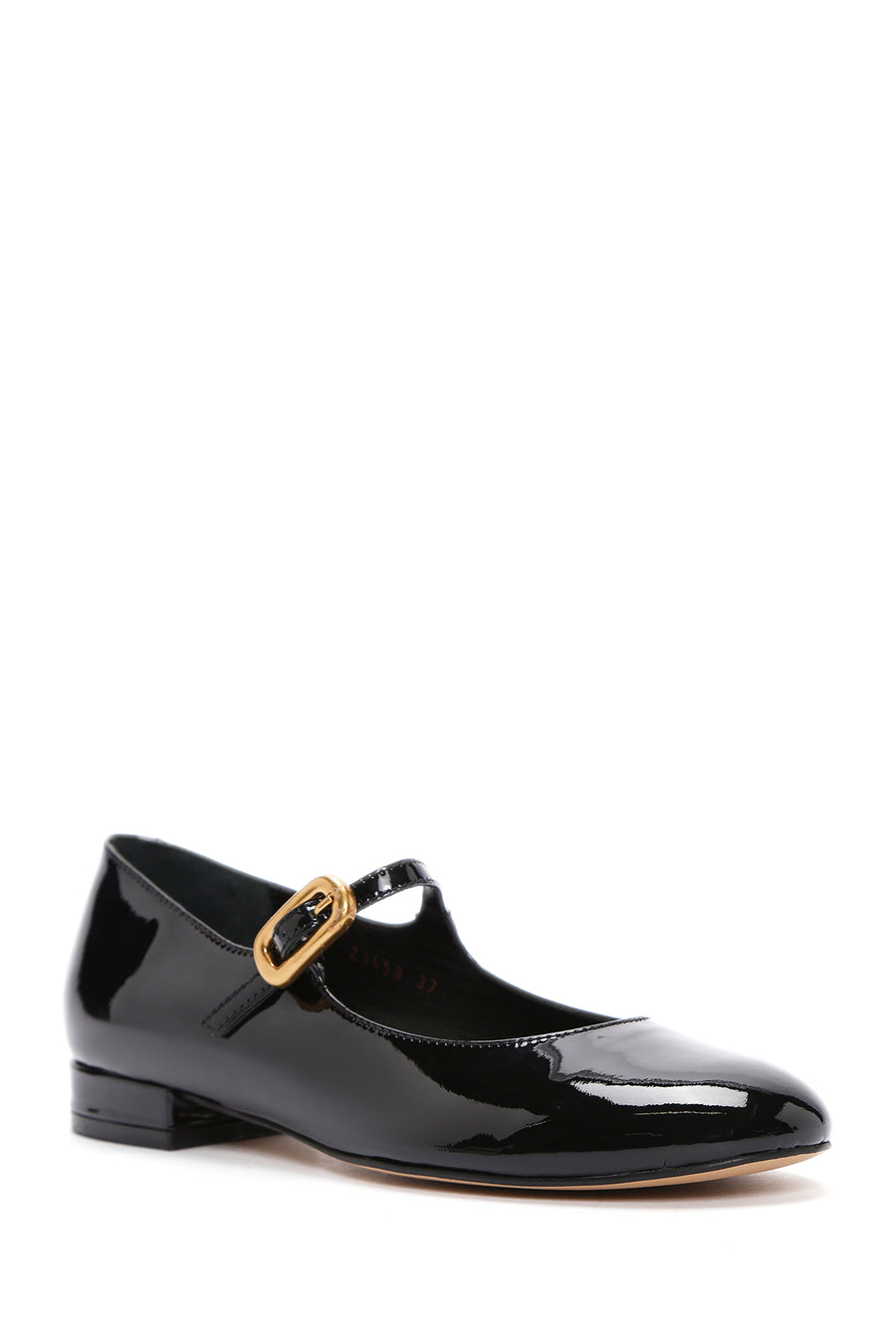 
Women's Black Patent Leather Ballerina Flats with Strap
