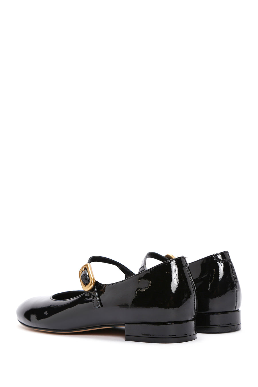 
Women's Black Patent Leather Ballerina Flats with Strap
