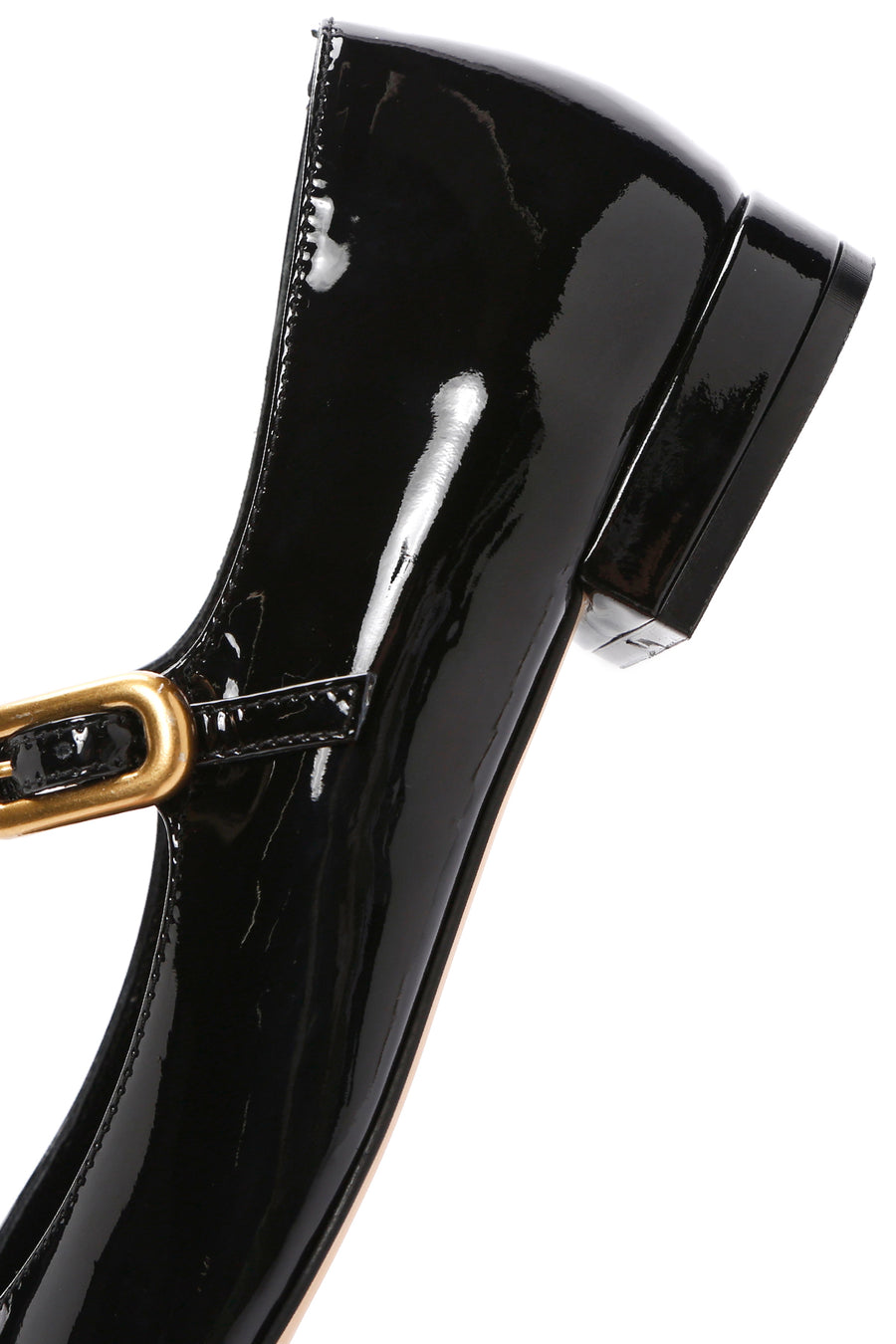 
Women's Black Patent Leather Ballerina Flats with Strap
