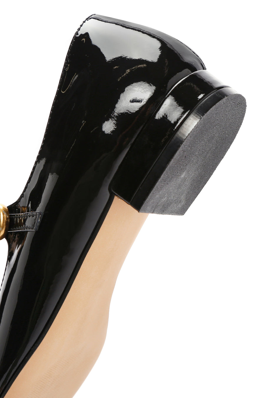 
Women's Black Patent Leather Ballerina Flats with Strap
