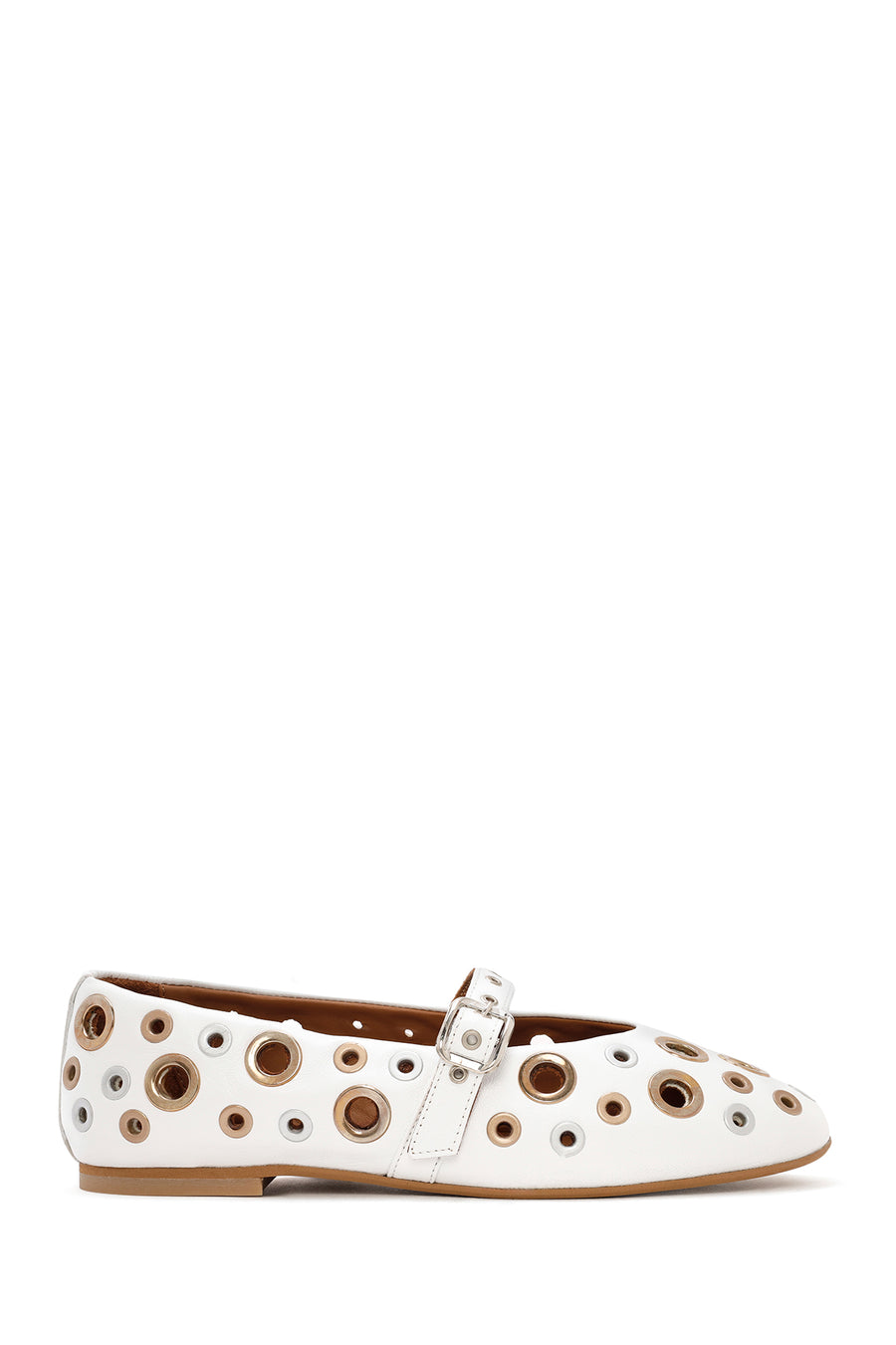 Women's White Leather Ballerinas 24SFD140718 | Derimod
