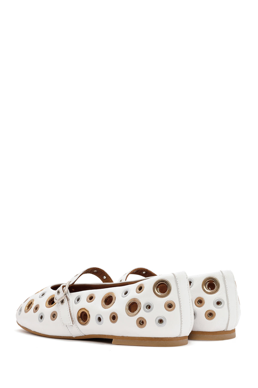 Women's White Leather Ballerinas