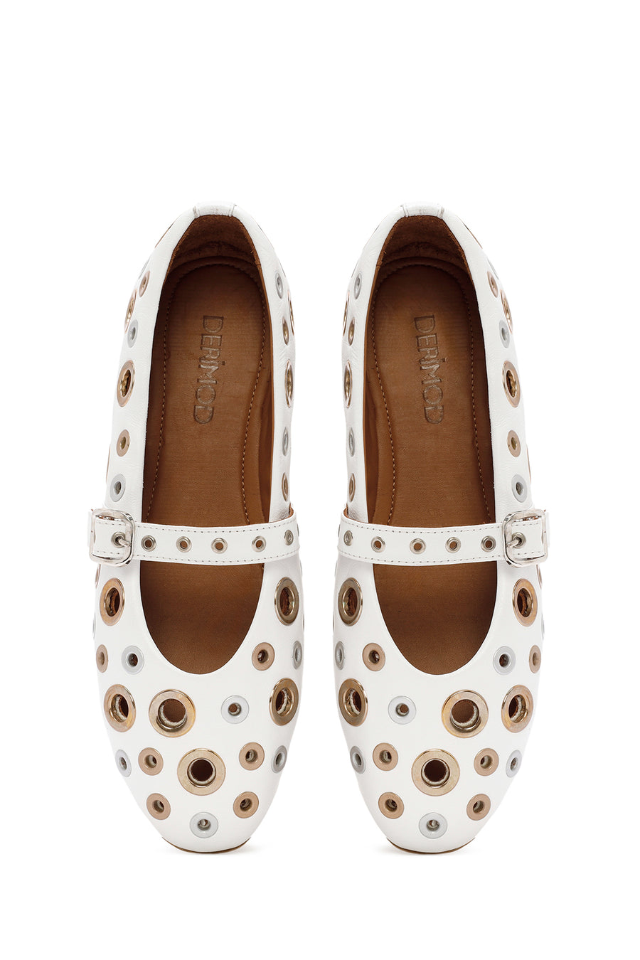 Women's White Leather Ballerinas