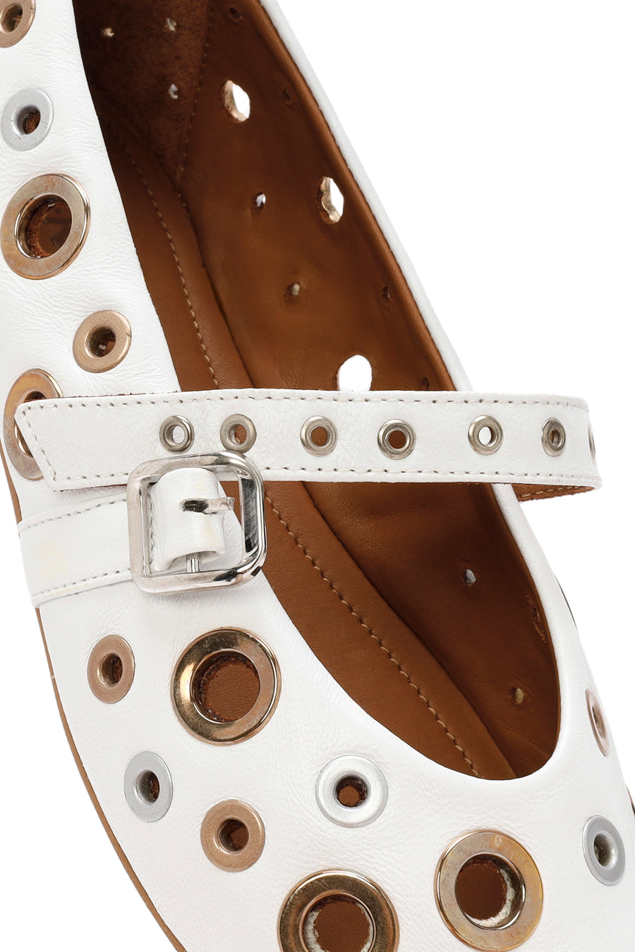Women's White Leather Ballerinas