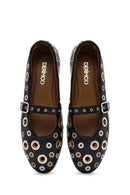 Kadın Siyah Deri Babet | Derimod