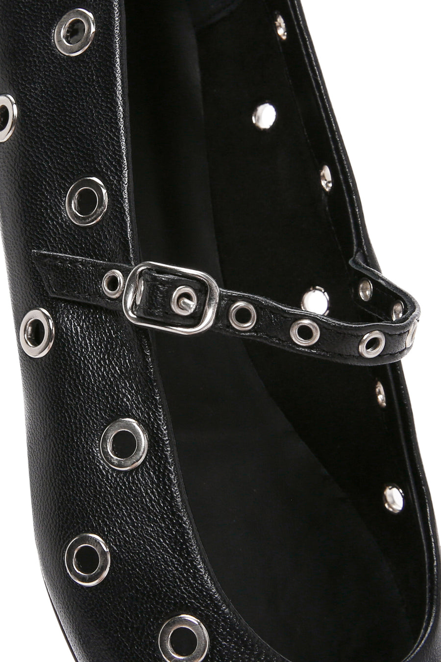 Women's Black Banded Leather Ballerinas