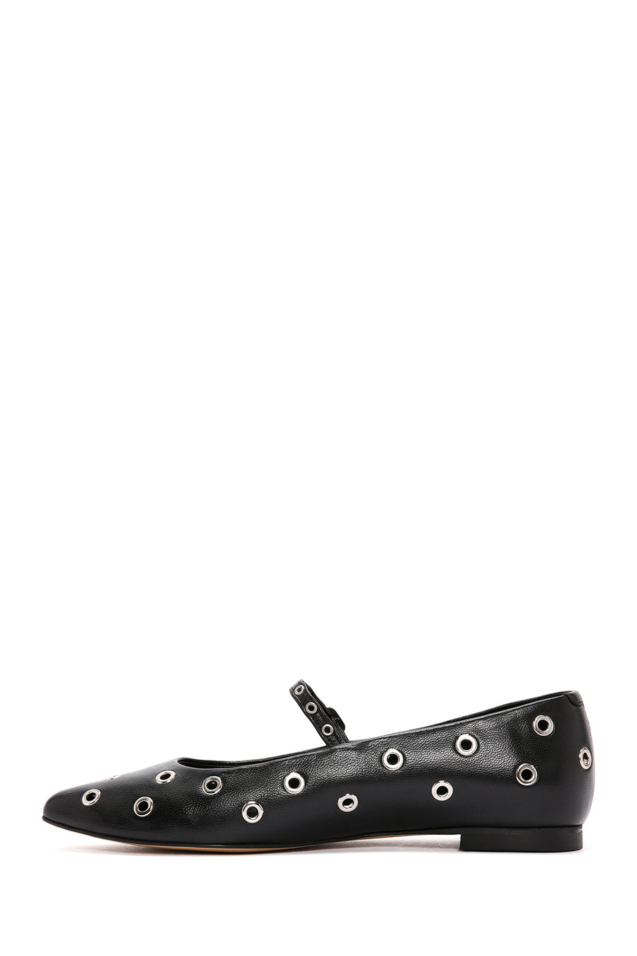 Women's Black Banded Leather Ballerinas