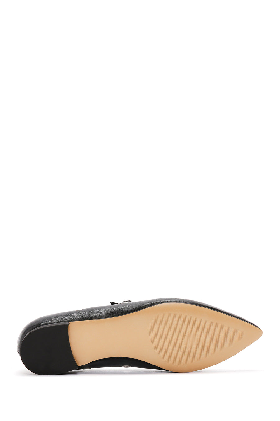 Women's Black Banded Leather Ballerinas