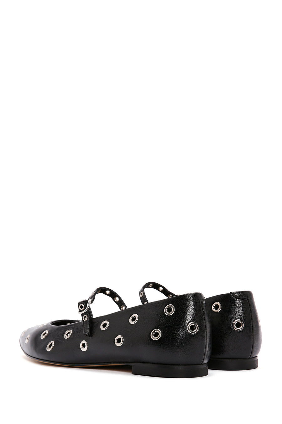 Women's Black Banded Leather Ballerinas