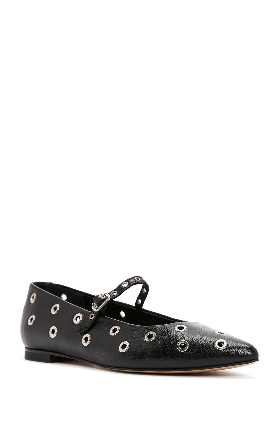 Women's Black Banded Leather Ballerinas