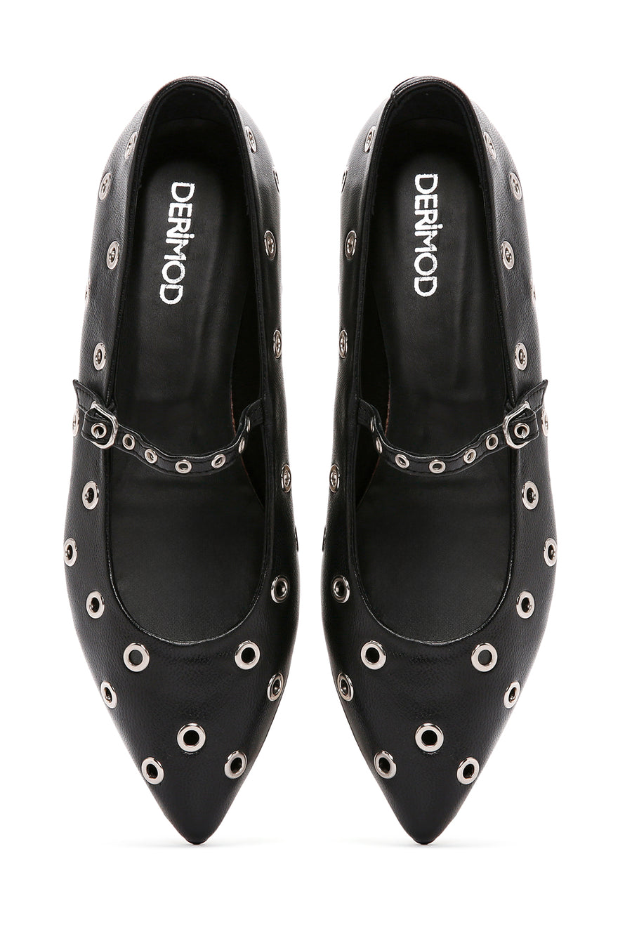 Women's Black Banded Leather Ballerinas