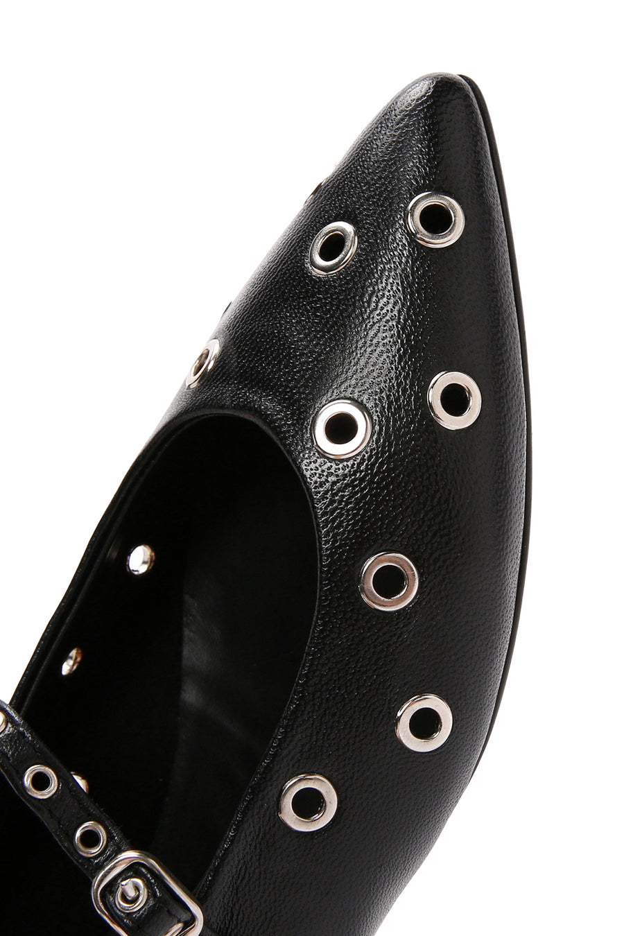 Women's Black Banded Leather Ballerinas
