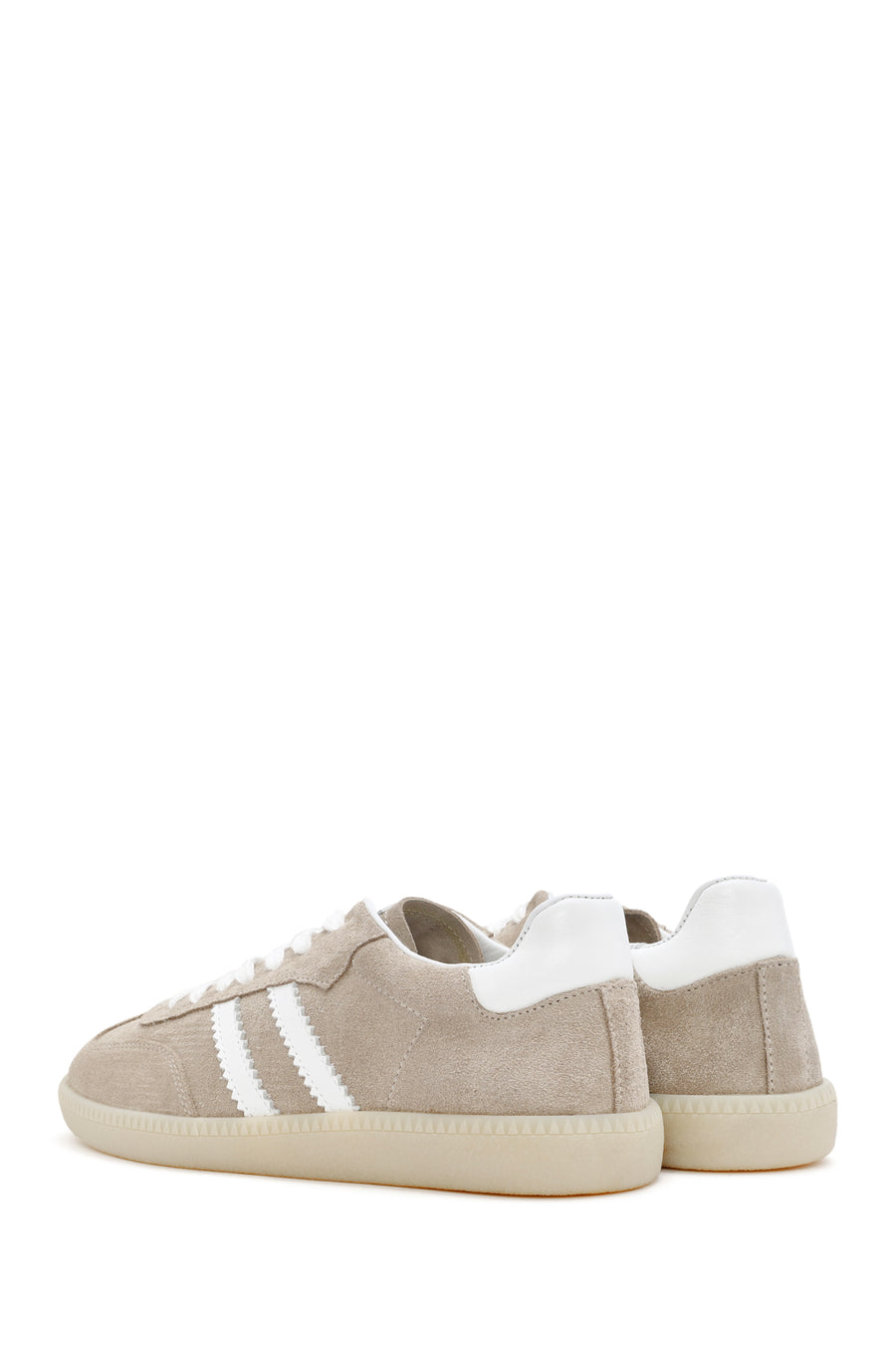 Kadın Bej Bağcıklı Süet Deri Sneaker