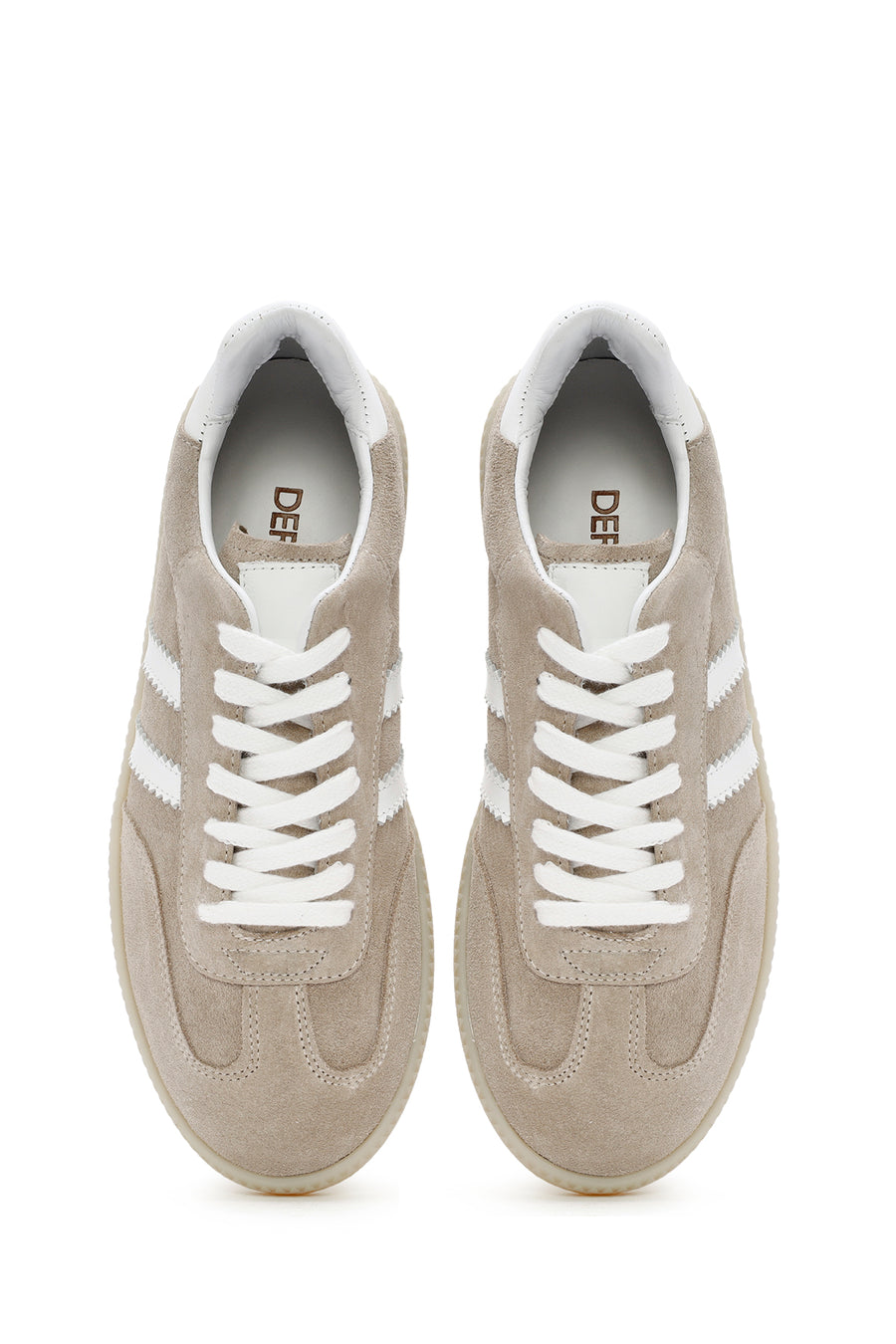 Kadın Bej Bağcıklı Süet Deri Sneaker