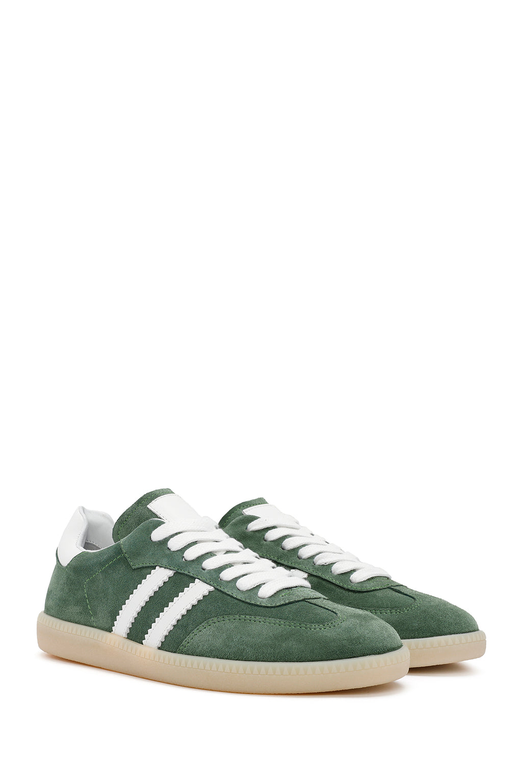 Kadın Yeşil Bağcıklı Süet Deri Sneaker