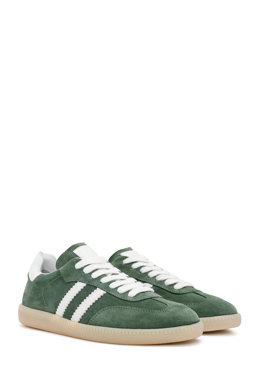Kadın Yeşil Bağcıklı Süet Deri Sneaker