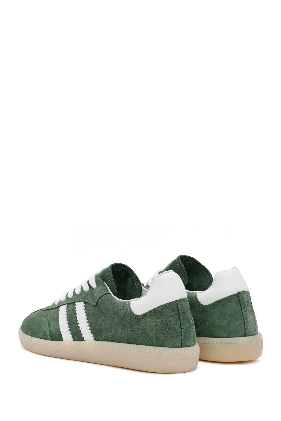 Kadın Yeşil Bağcıklı Süet Deri Sneaker